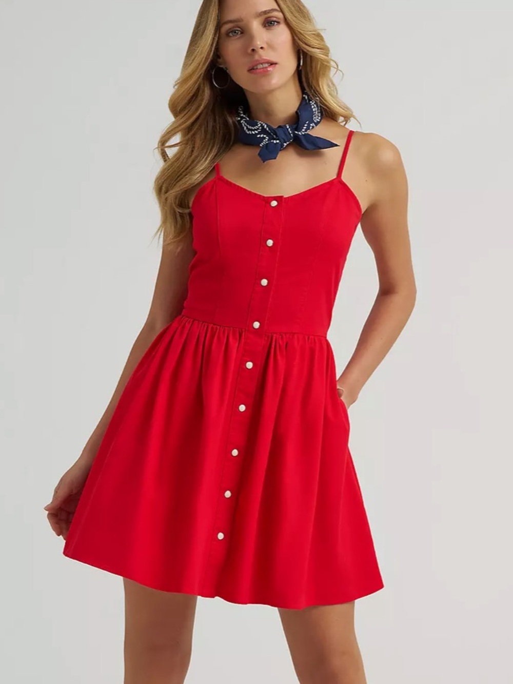 Wrangler Red Button-Front Mini Dress